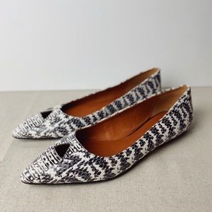REBECCA MINKOFF Snakeskin Cut Out Pointy Flats 7